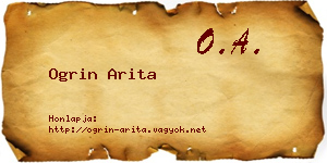 Ogrin Arita névjegykártya